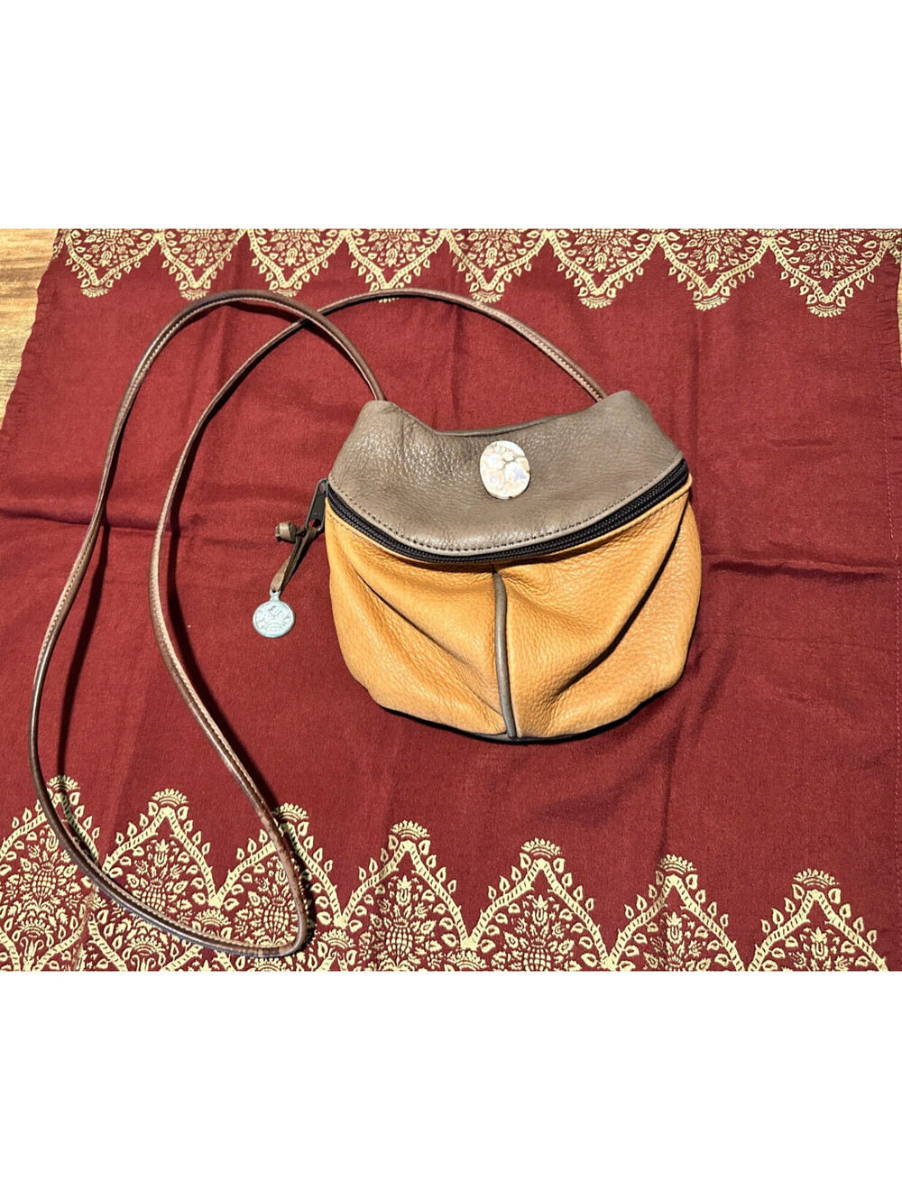 Vintage ERDA Brown Leather Deerskin Small Crossbody Handmade Festival Bag